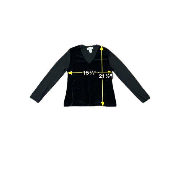 Judith Hart Womens Black Velour V Neck Long Sleeve Top Sz Medium - Picture 6 of 7